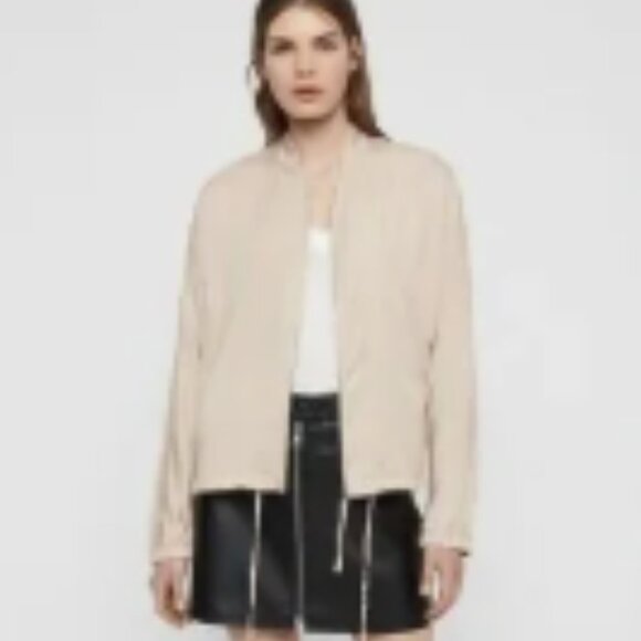 Allsaints Pale Peach  Lyra Lightwt Bomber Jacket Womens Small - Picture 2 of 11